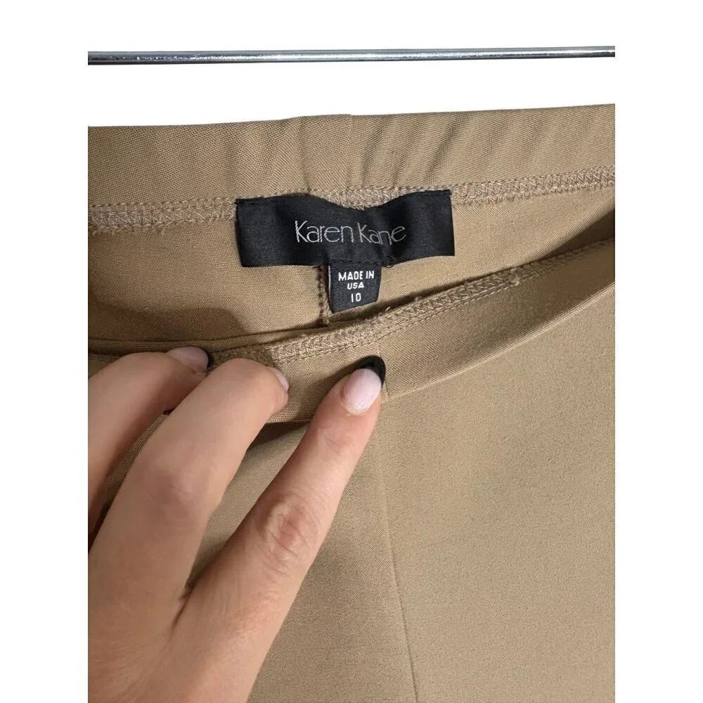 NWT Karen Kane Khaki Brown Soft Stretch Clean Front Cropped Pants-sz 10